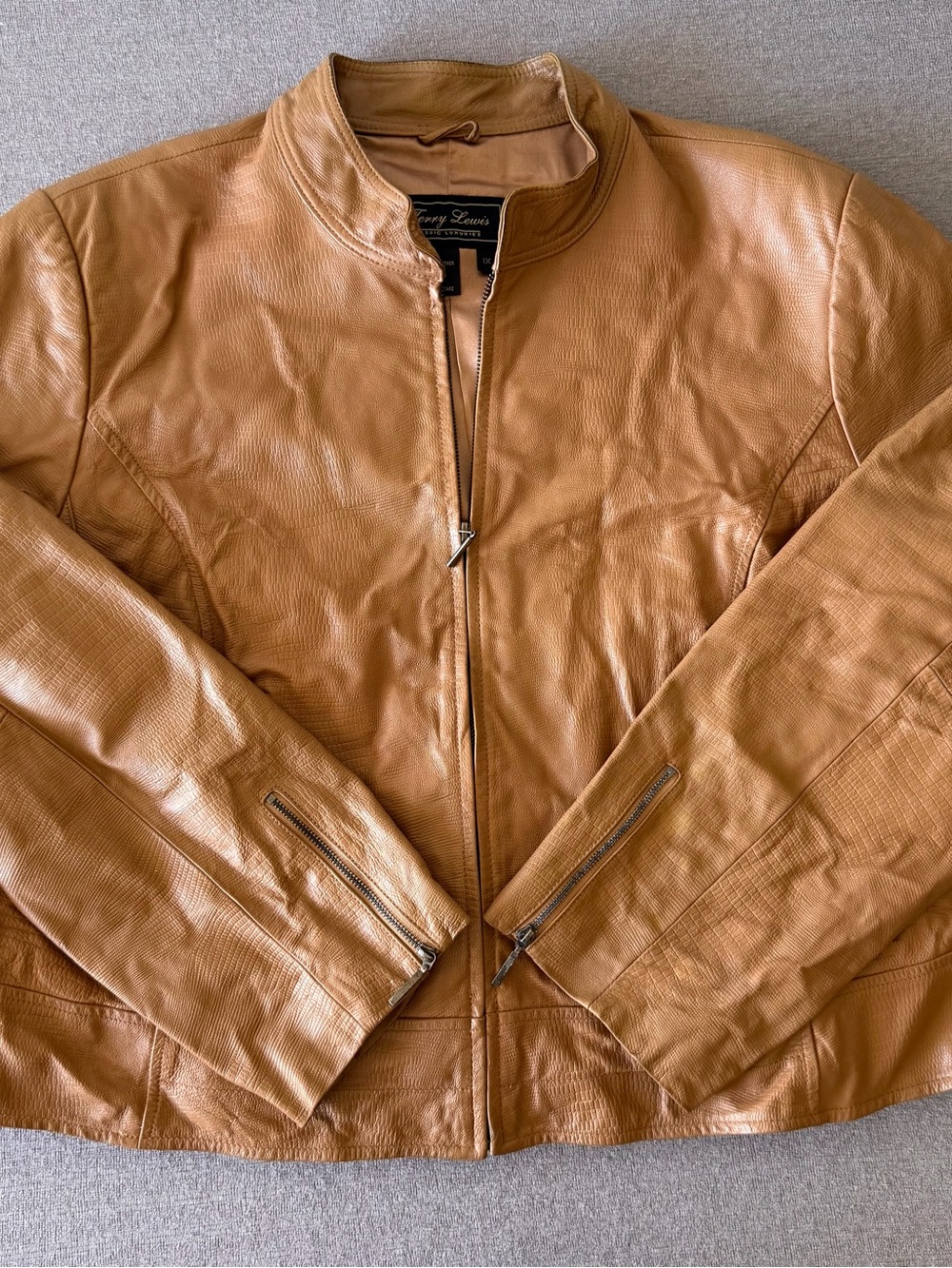 Terry Lewis Classic Luxuries Tan Leather Bomber Jacket